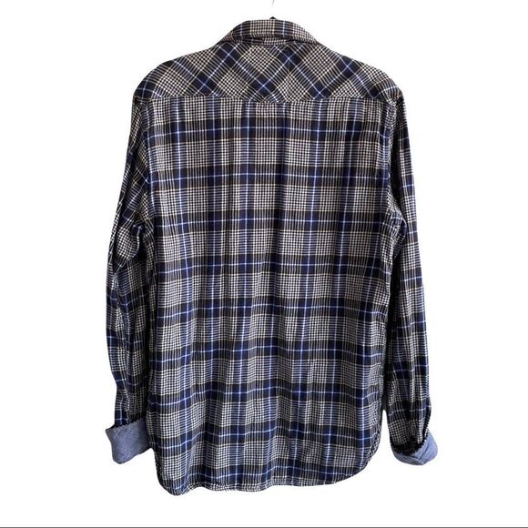 SCOTCH & SODA Men’s Plaid Flannel Button Front Shirt Blue White XL - Picture 2 of 10